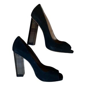 Alaia Black Peep-Toe Clear Block Heels